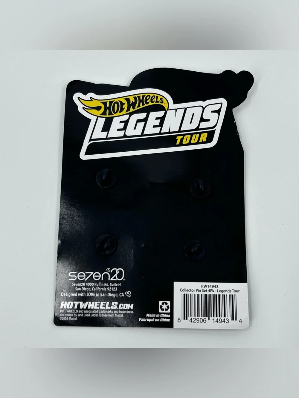 Hot Wheels Legends Tour Yellow & Black Enamel Pin Collector Set